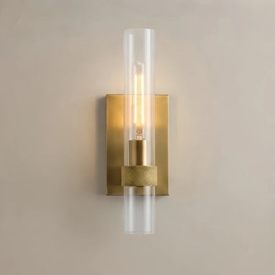 Lunara Minimalist Wall Lamp -- Metal & Glass with Brass/Black for Living Room