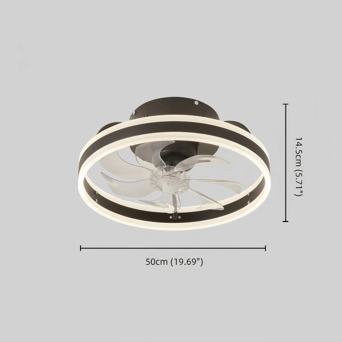 Vivara Moderner Semi-Flush Deckenventilator mit Licht – Geräuscharm, Eisen, ABS, Schwarz-Weiß, für Schlafzimmer