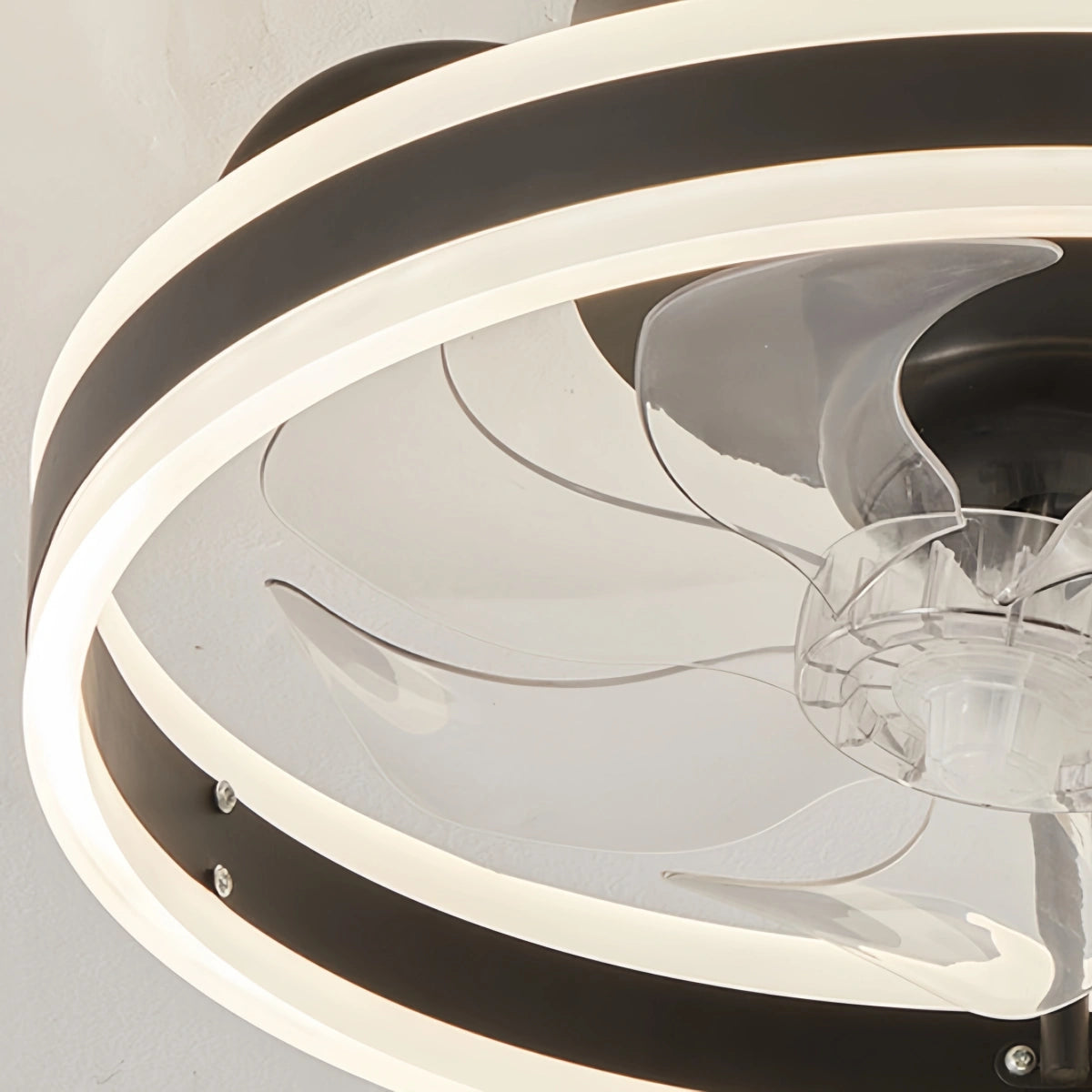 Vivara Moderner Semi-Flush Deckenventilator mit Licht – Geräuscharm, Eisen, ABS, Schwarz-Weiß, für Schlafzimmer