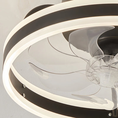 Vivara Moderner Semi-Flush Deckenventilator mit Licht – Geräuscharm, Eisen, ABS, Schwarz-Weiß, für Schlafzimmer