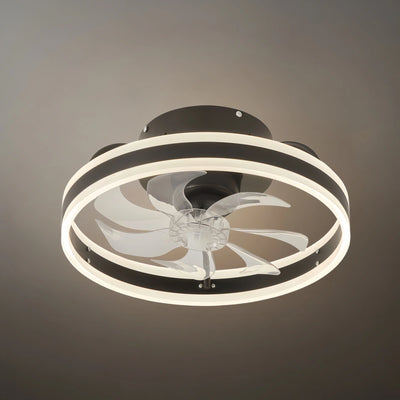 Vivara Moderner Semi-Flush Deckenventilator mit Licht – Geräuscharm, Eisen, ABS, Schwarz-Weiß, für Schlafzimmer