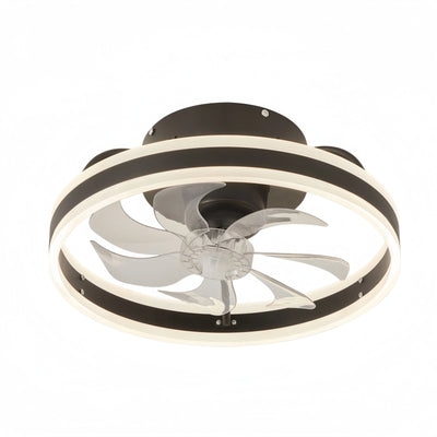 Vivara Moderner Semi-Flush Deckenventilator mit Licht – Geräuscharm, Eisen, ABS, Schwarz-Weiß, für Schlafzimmer