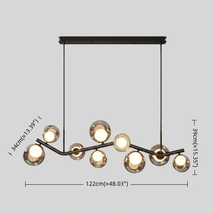Modern Pendant Light -- Glass & Metal Smoke Grey