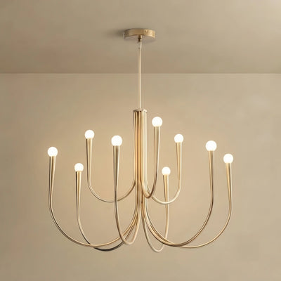 Nebula Minimalist Chandelier – Swoop Arm Globes Gold or Black forDining Room