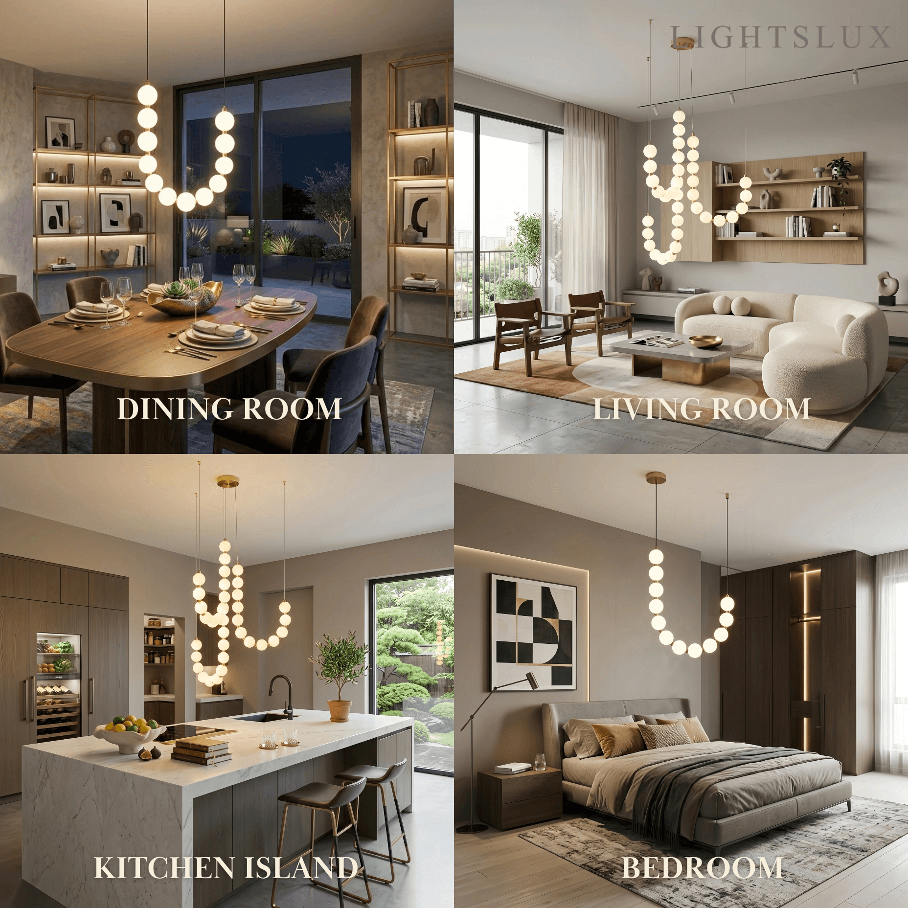 Elegant Chandelier — Brass & Acrylic White&Brass