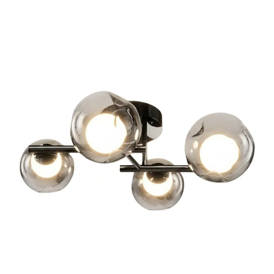 Modern Semi-Flush Mount Ceiling Light — Steel & Glass Smoke Greyc4