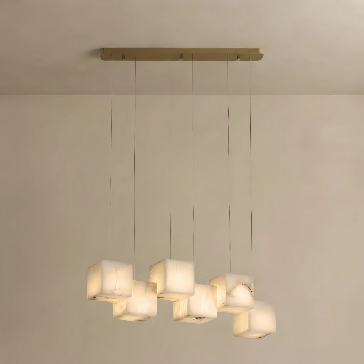 Velora Minimalist Pendant Light — Marble & Stainless Steel White for Dining Room