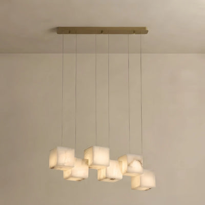 Velora Minimalist Pendant Light — Marble & Stainless Steel White for Dining Room