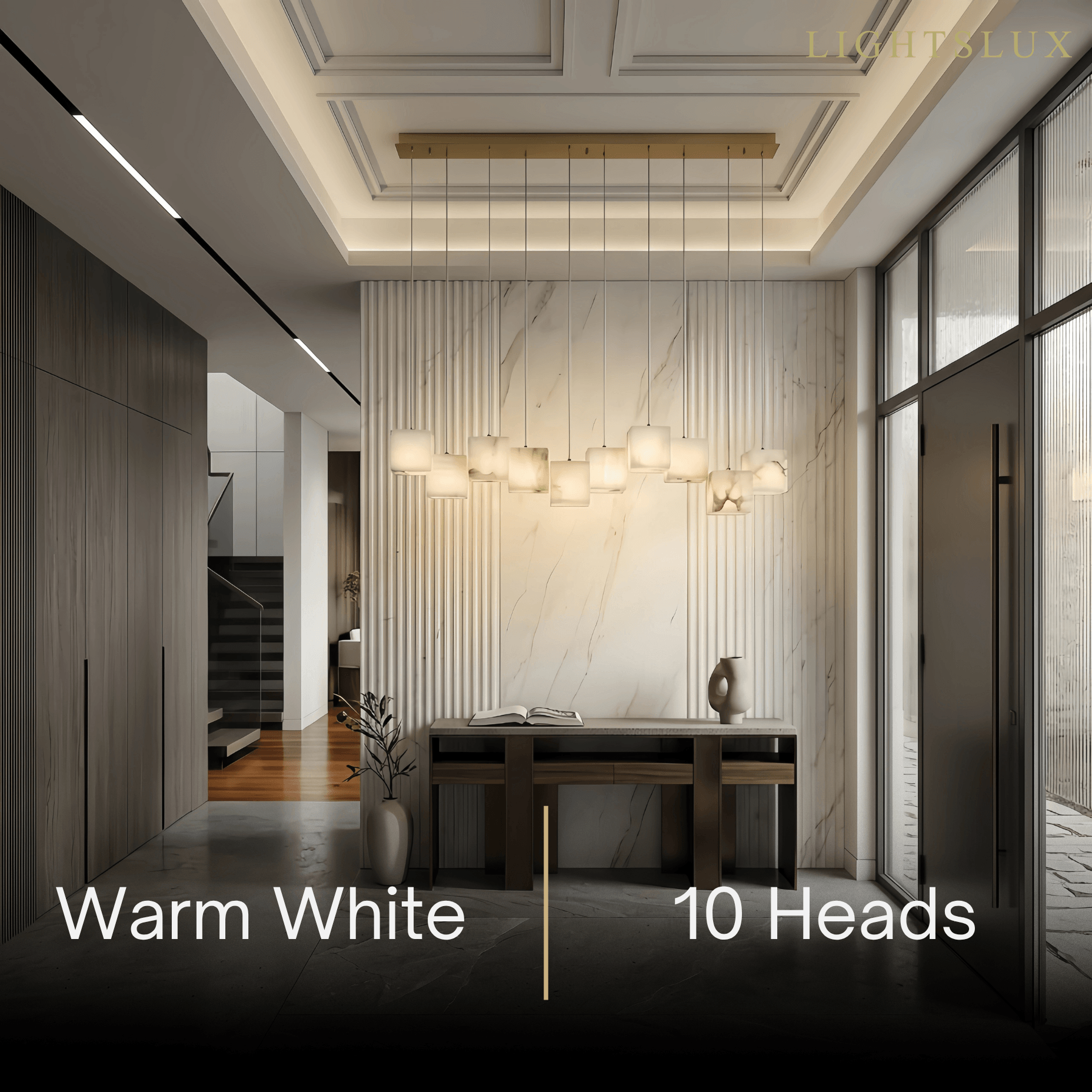 Minimalist Pendant Light — Marble & Stainless Steel White