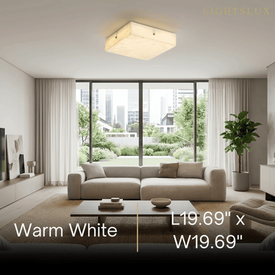Minimalist Flush Mount Ceiling Light — Brass & Marble White