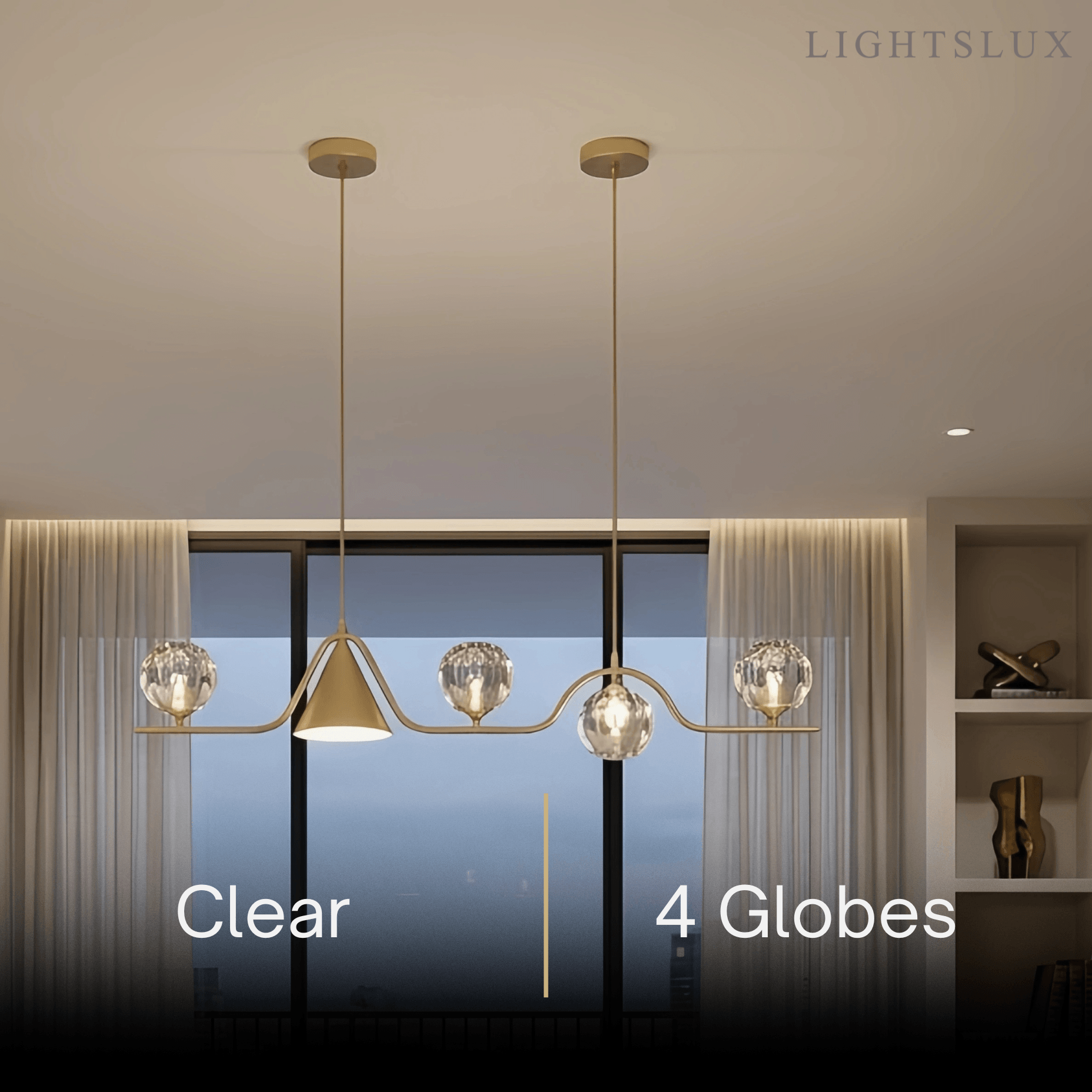 Modern Nordic Pendant Light — Brass & Glass Gold White