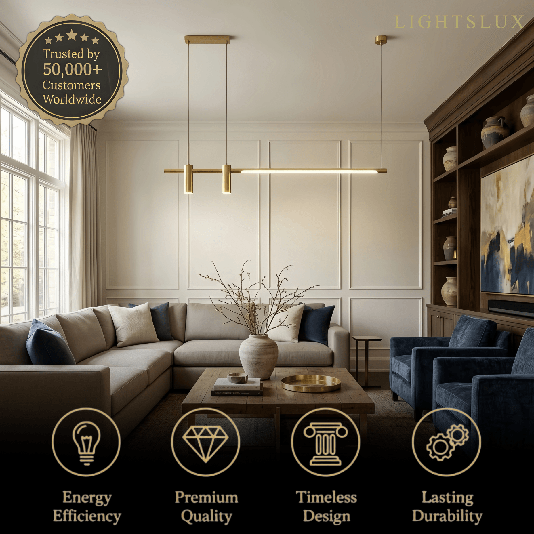 Modern Minimalist Pendant Light — Brass Gold