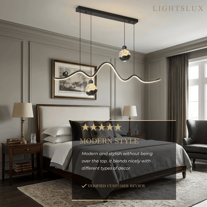 Modern Pendant Light — Iron & Aluminum Glossy Black