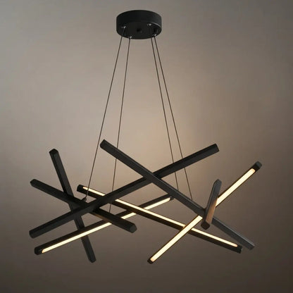 Minimalist Chandelier — Iron & Acrylic Black