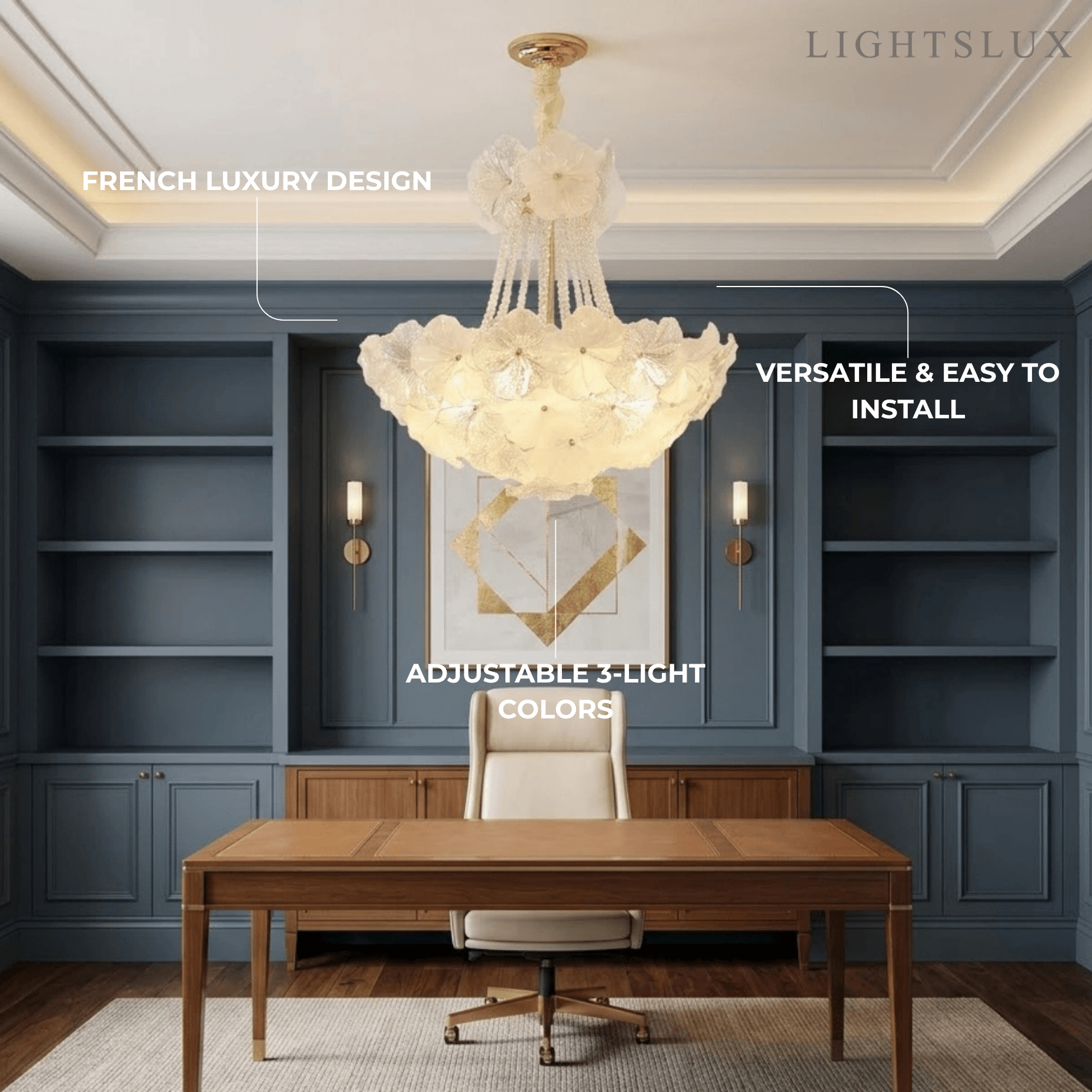 Elegant Crystal Chandelier -- Iron & Glass