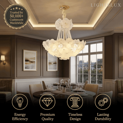 Elegant Crystal Chandelier -- Iron & Glass
