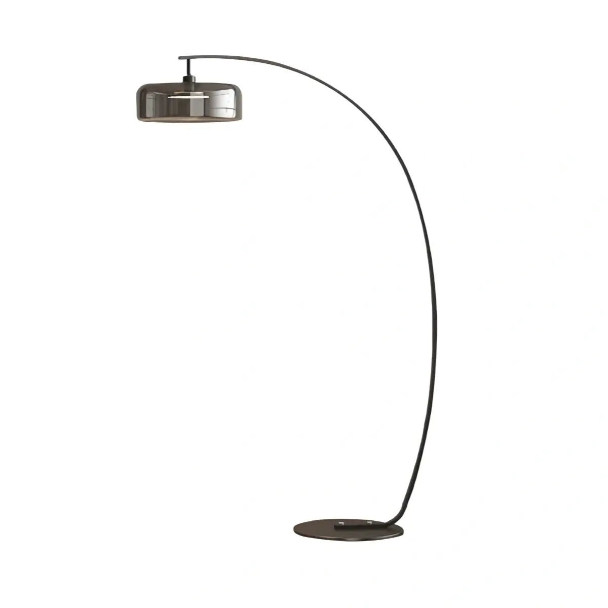 Modern Floor Lamp -- Iron & Glass Amber or Smoky Grey