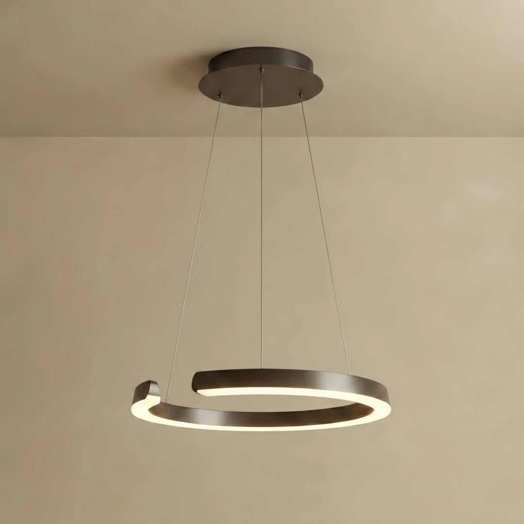 Sandora Modern Multi-Ring Chandelier – C-Shape Black Aluminum