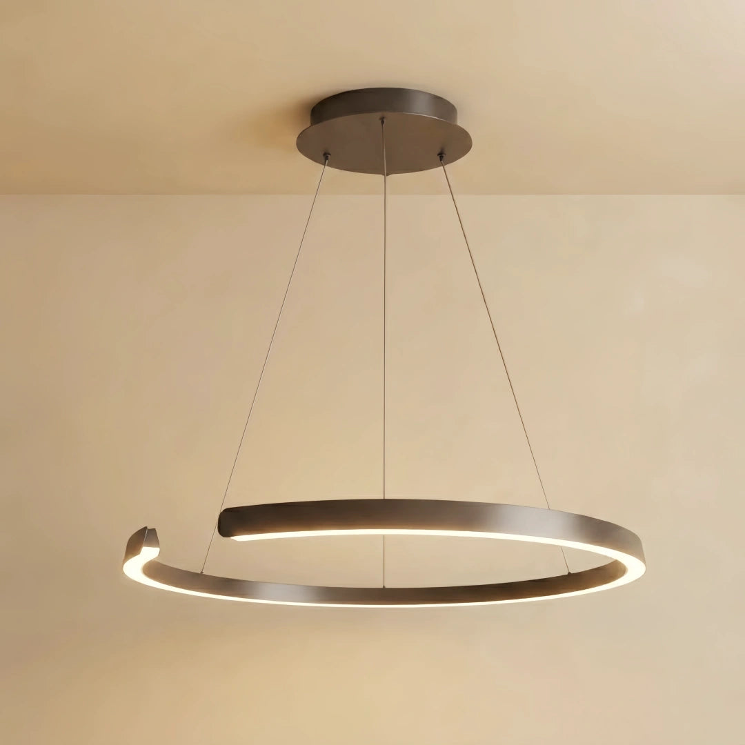 Multi-Ring Chandelier – C-Shape Black Aluminum for Living Room / Dining Room