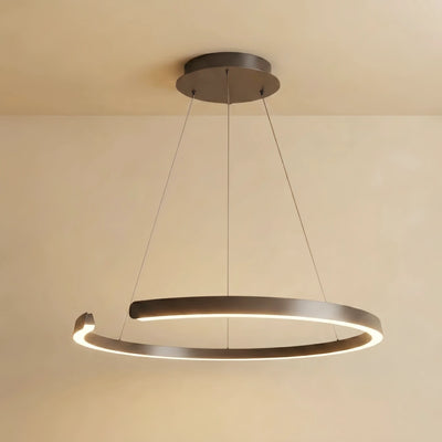 Multi-Ring Chandelier – C-Shape Black Aluminum for Living Room / Dining Room