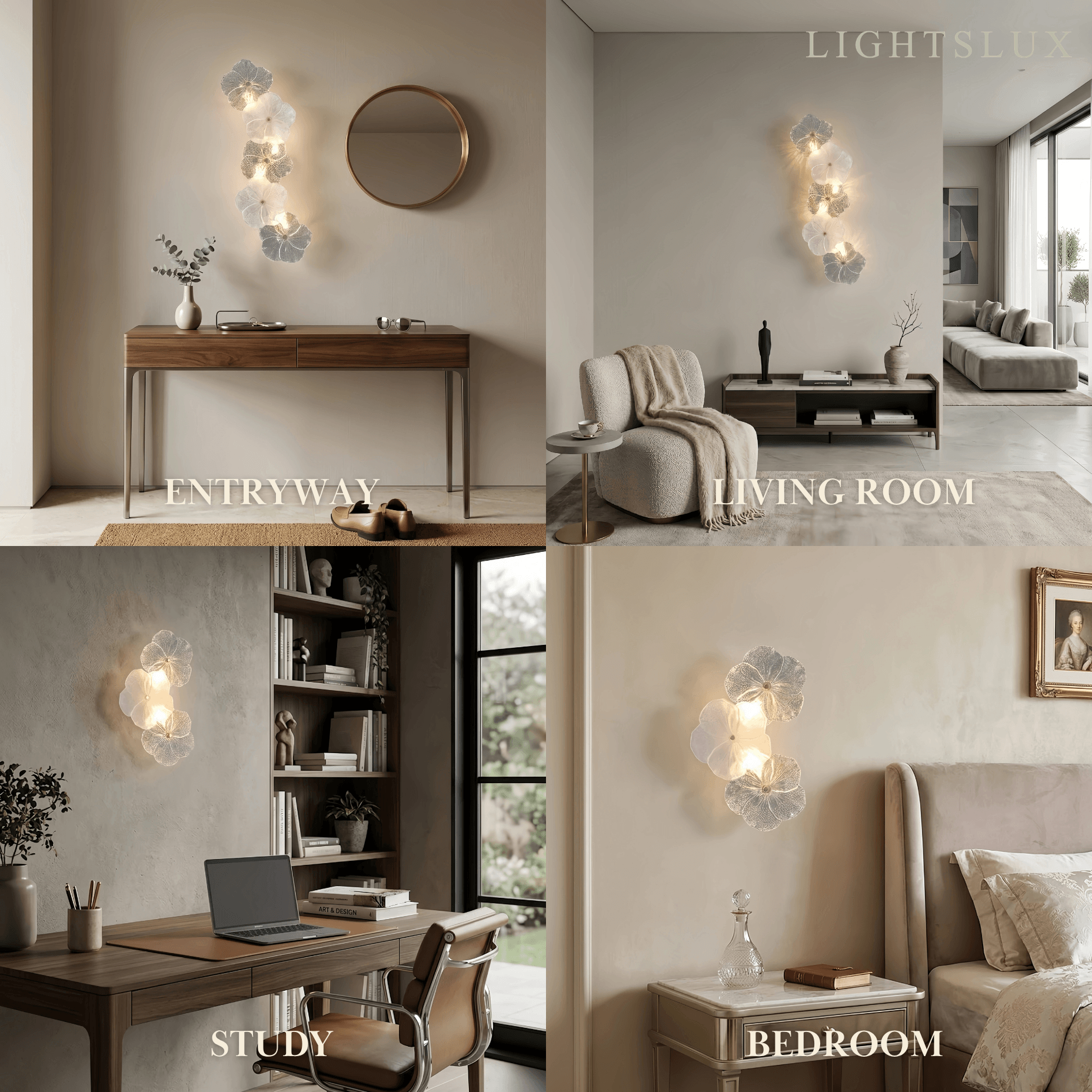 Modern Wall Lamp -- Carbon Steel & Glass White