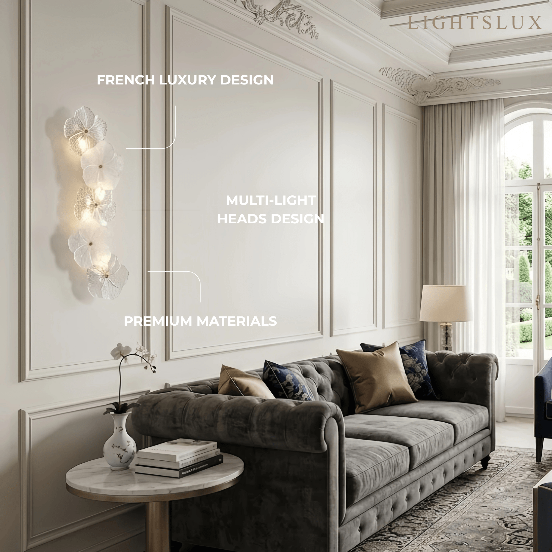 Modern Wall Lamp -- Carbon Steel & Glass White