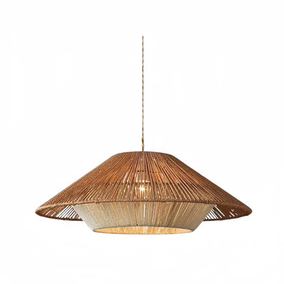 Natural Hemp Rope Pendant Light -- Iron & Linen Color