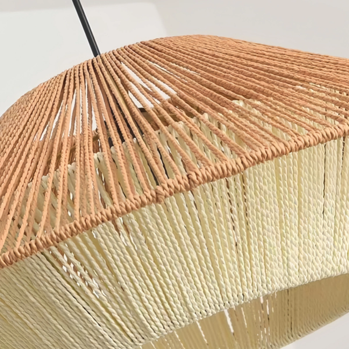 Zenno Naturale Hanfseil Pendelleuchte – Leinen+Beige/Rot für Esszimmer