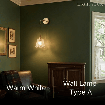 Classic Brass Glass Pendant Light -- Walnut Wood Accent