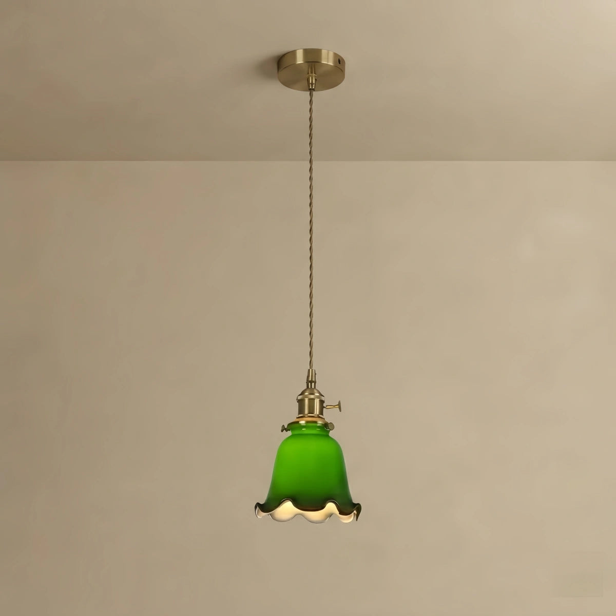 Irondale Vintage Pendelleuchte aus grünem Glas – Messingakzente für Esszimmer, Restaurant