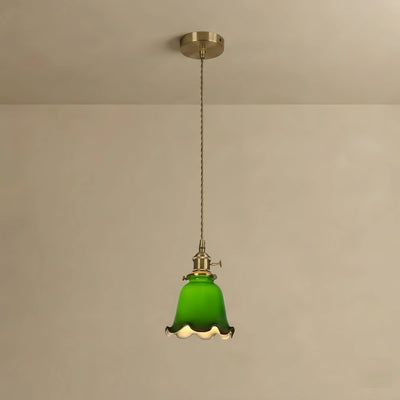 Irondale Vintage Pendelleuchte aus grünem Glas – Messingakzente für Esszimmer, Restaurant