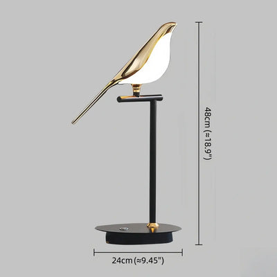 Modern Acrylic Bird Table Lamp -- Adjustable Black & Gold 