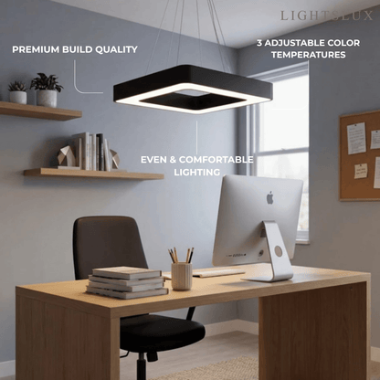 Modern Square Pendant Light -- Black Iron Acrylic