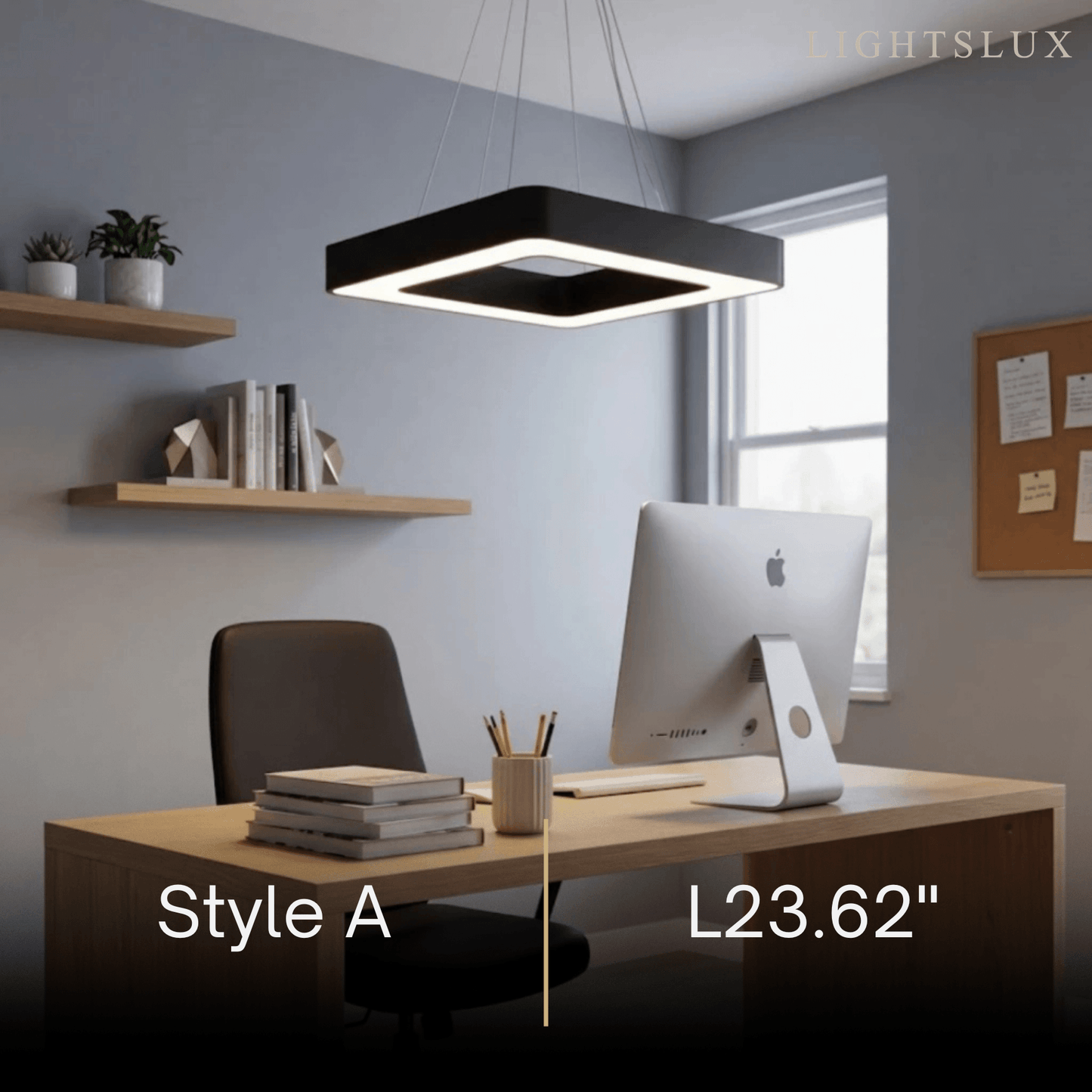 Modern Square Pendant Light -- Black Iron Acrylic
