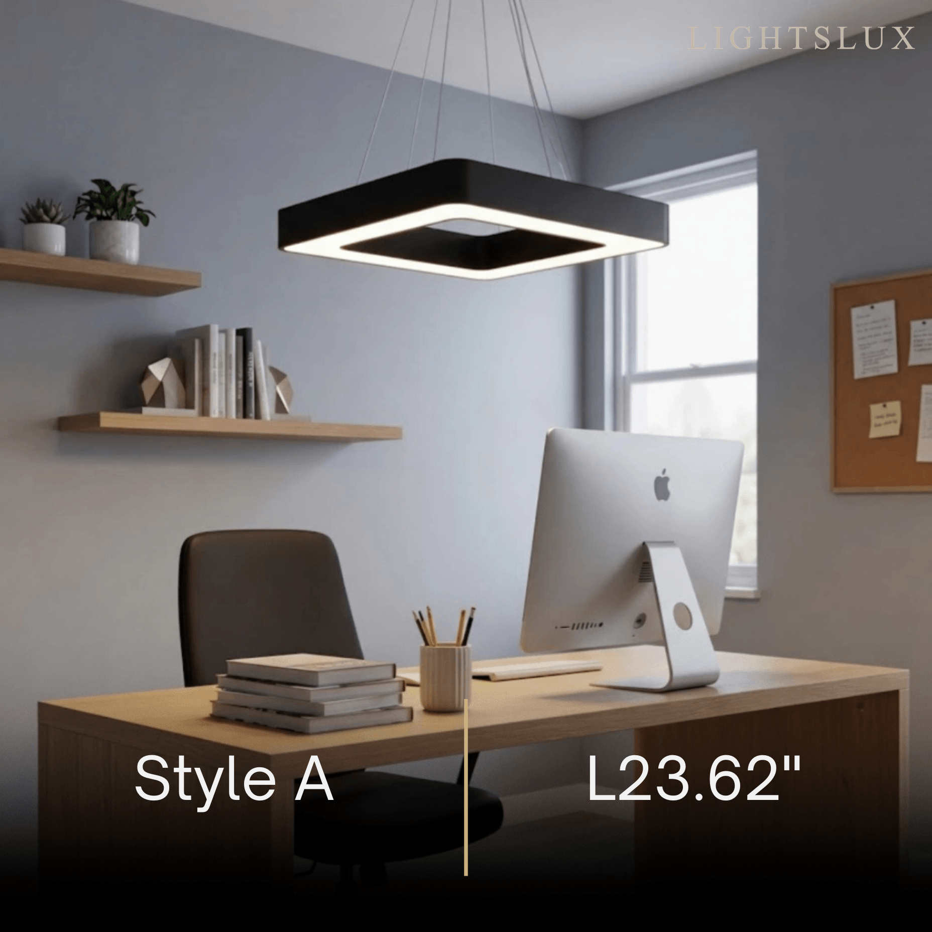 Modern Square Pendant Light -- Black Iron Acrylic