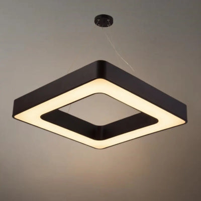 Modern Square Pendant Light -- Black Iron Acrylic