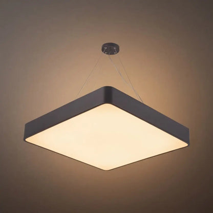 Modern Square Pendant Light -- Black Iron Acrylic