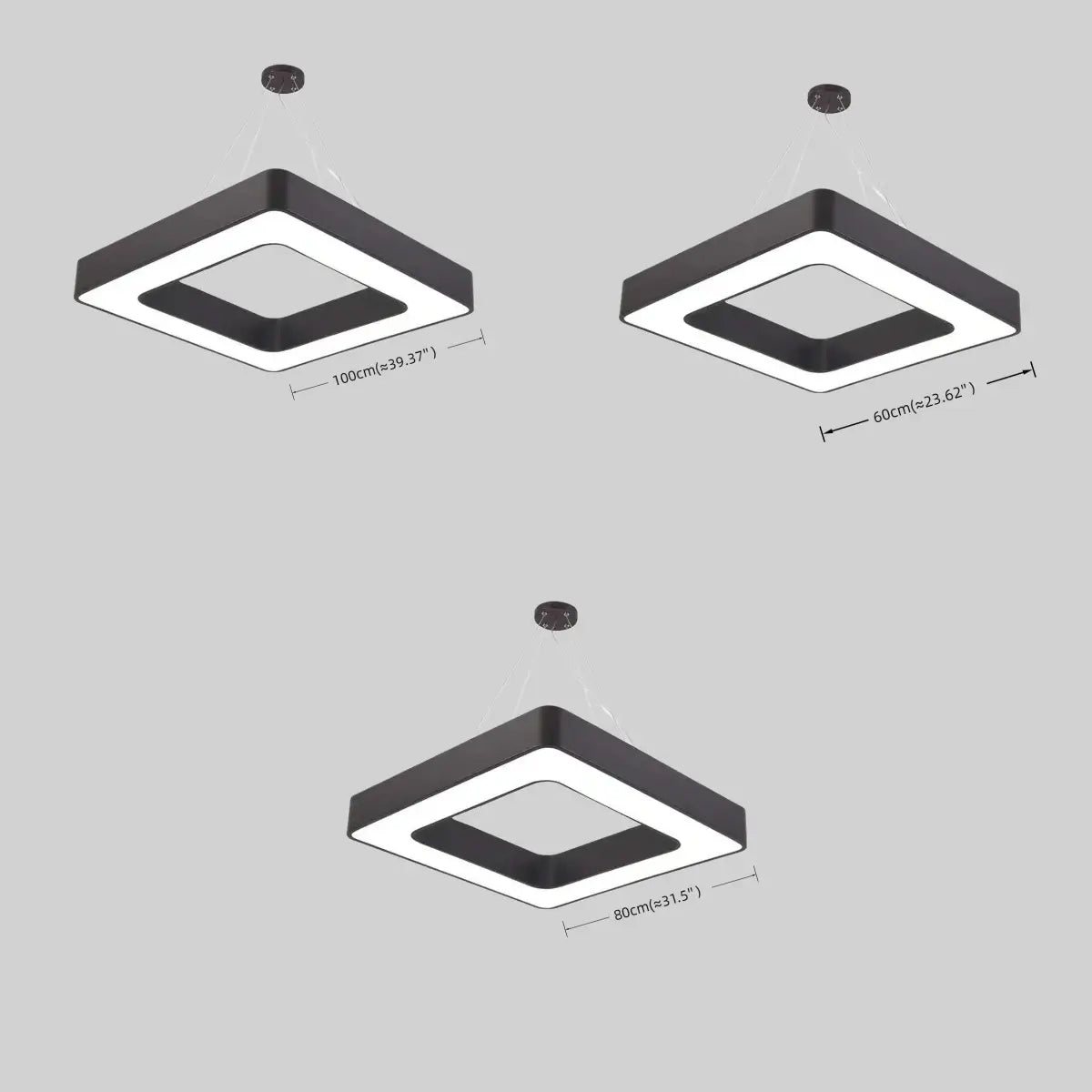 Modern Square Pendant Light -- Black Iron Acrylic