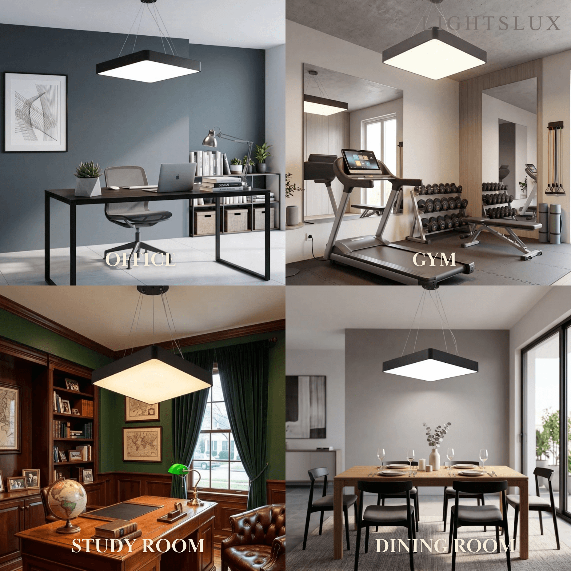 Modern Square Pendant Light -- Black Iron Acrylic