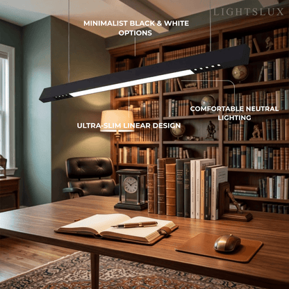 Modern Linear Pendant Light -- Aluminum PMMA Black or White
