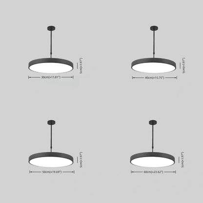 Modern Round Pendant Light -- Iron Acrylic Black or White