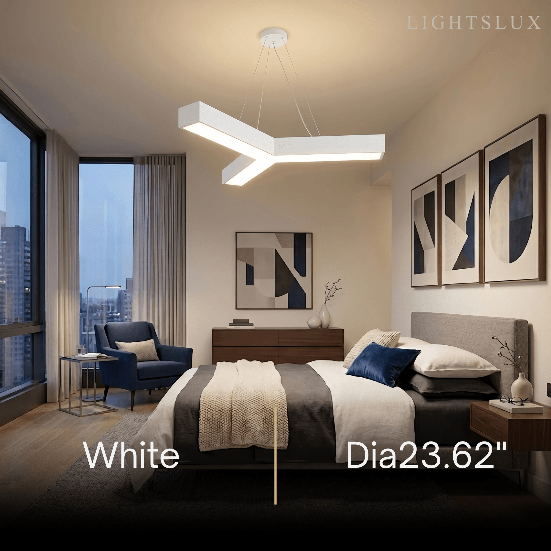 Modern Y-Shaped Pendant Light -- Aluminum Black White Silver