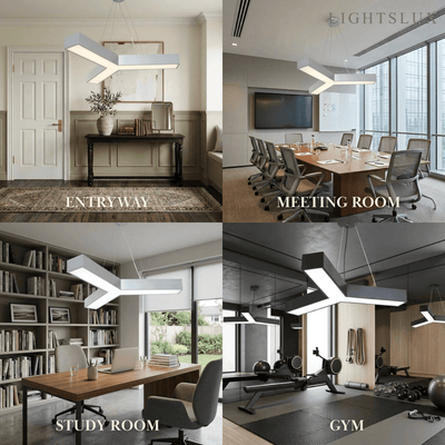 Modern Y-Shaped Pendant Light -- Aluminum Black White Silver
