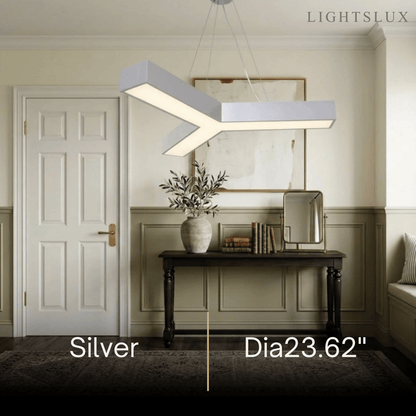 Modern Y-Shaped Pendant Light -- Aluminum Black White Silver