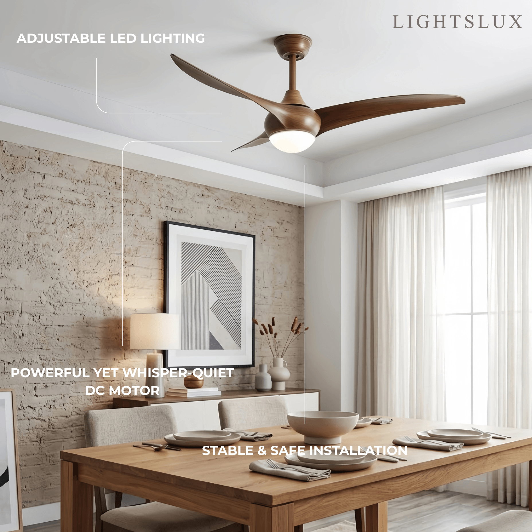 Zenno Modern Ceiling Fan Light 