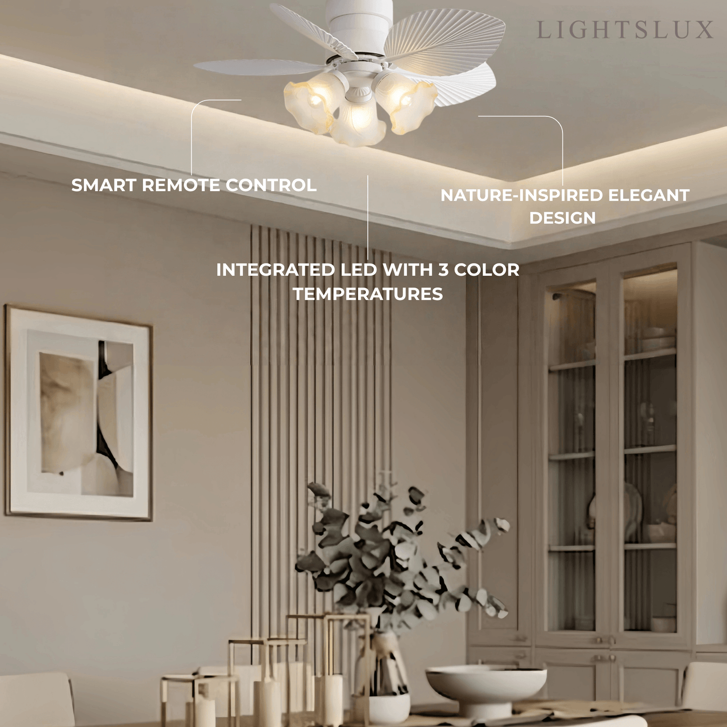 Vivara Modern Low Profile Ceiling Fan Light