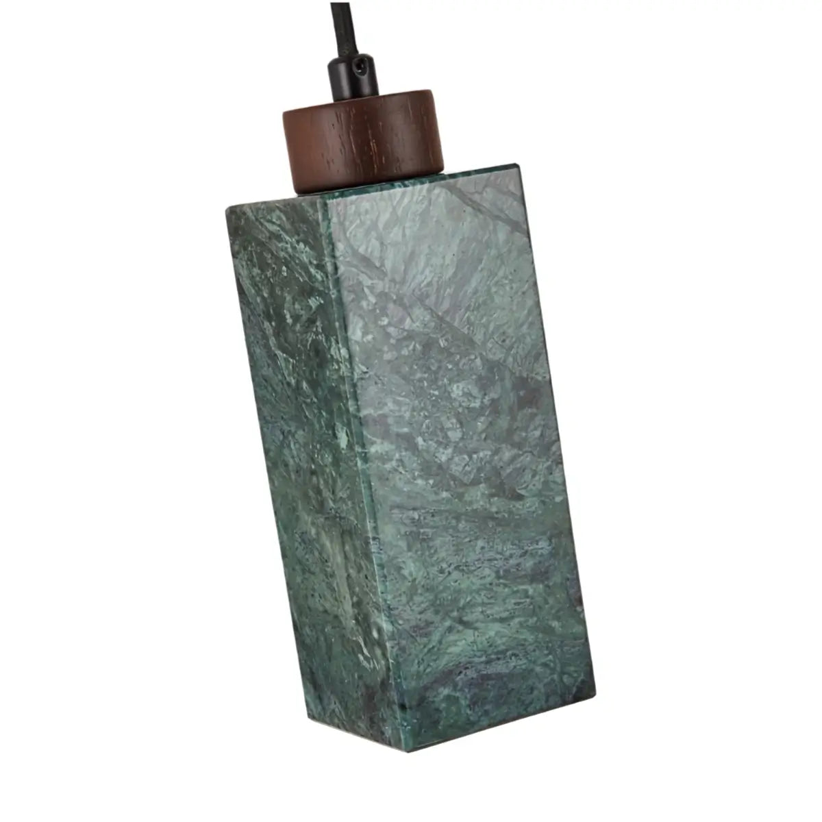 Modern Rectangular Travertine Pendant Light -- Natural Stone & Wood