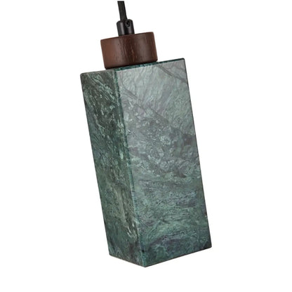 Modern Rectangular Travertine Pendant Light -- Natural Stone & Wood