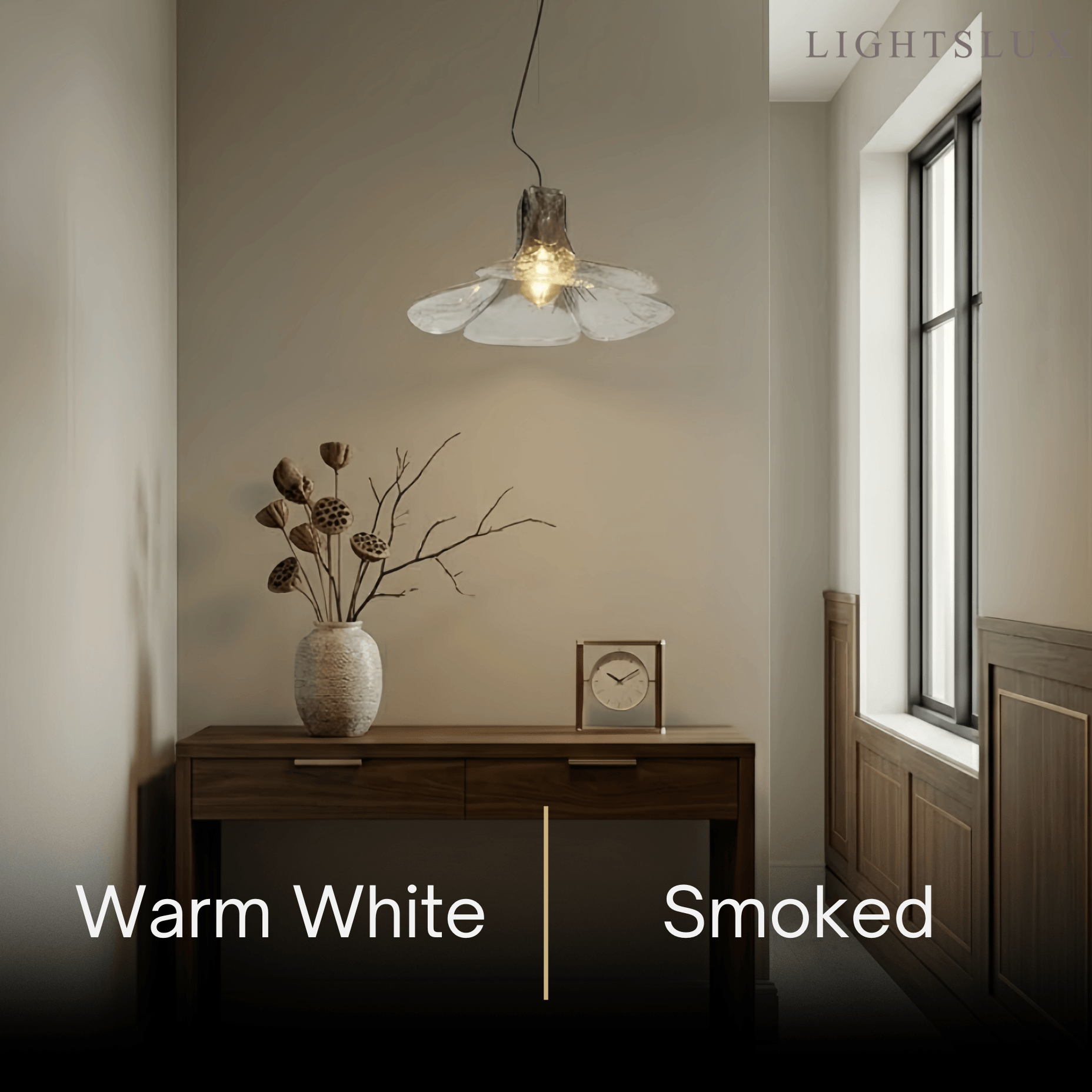 Modern Flower Glass Pendant Light -- White/Green/Smoked