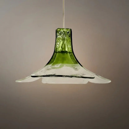 Modern Flower Glass Pendant Light -- White/Green/Smoked